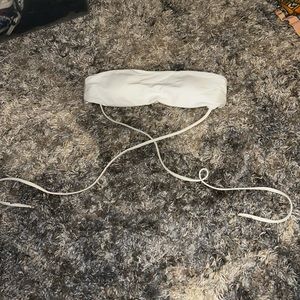Cross body white bikini top